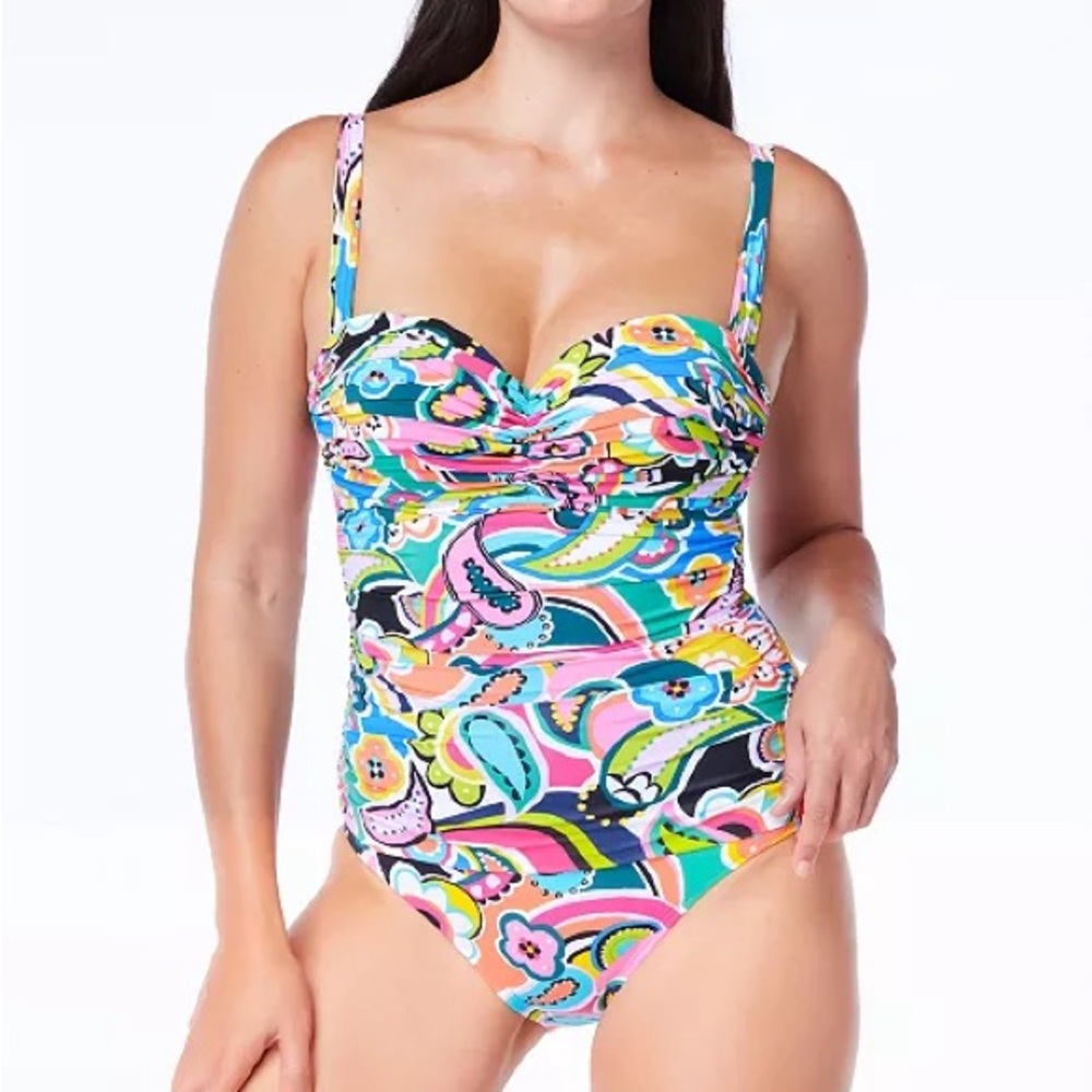 Bleu by Rod Beattie
Printed Shirred Underwire One-Piece Swimsuit - size 4